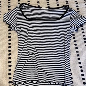 white and blacked striped tight crop top!